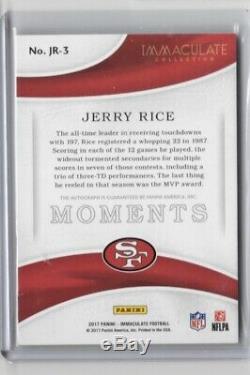 Jerry Rice Auto 2017 Immaculate /5 San Francisco 49ers SF Moments JR-3 Autograph