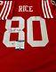 Jerry Rice Autographed Custom Red San Francisco 49ers Jersey Witness Beckett