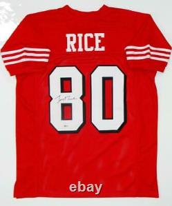 Jerry Rice Autographed Red with Black Pro Style Jersey- Beckett W Authenticated