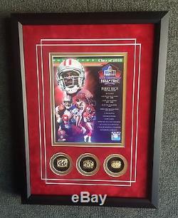 Jerry Rice San Francisco 49ers Stat Mat w-Framed Commemorative Replica SB Rings