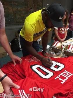 Jerry Rice Signed Autograph Jersey 49ers Red Stat Red/black Psa/dna