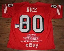 Jerry Rice Signed Autographed San Francisco 49ers Stat Jersey Psa/dna #8a19296