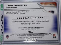 Jimmy Garoppolo 2014 14 Topps Level V Quad Patch Rc Rookie Autograph Pv-jg #d/50