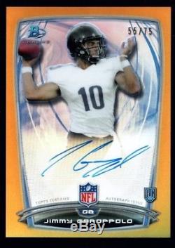 Jimmy Garoppolo /75 49ers Rookie Auto Gold Refractor Rc 2014 Bowman Chrome #107