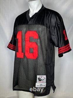 Joe Montana #16 San Francisco 49ers NFL 1989 Black Red Jersey Men's LARGE