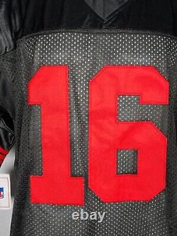 Joe Montana #16 San Francisco 49ers NFL 1989 Black Red Jersey Men's LARGE