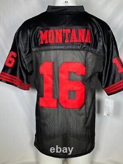 Joe Montana #16 San Francisco 49ers NFL 1989 Black Red Jersey Men's LARGE