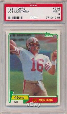 Joe Montana 1981 Topps #216 Rc Rookie Card San Francisco 49ers Psa 9 Mint B