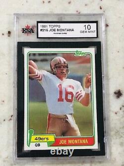 Joe Montana 1981 Topps Card #216 Rookie Card RC KSA Gem Mint 10 Hall Of Fame NFL