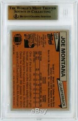 Joe Montana 1981 Topps Football Rookie Card #216 BGS Graded 9.5 Gem Mint