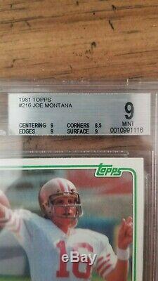 Joe Montana 1981 Topps Rookie Card #216 BGS 9