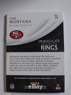 Joe Montana 2016 Immaculate Collection Rings Auto #2/4 49ers