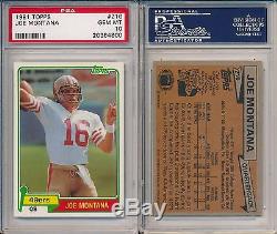 Joe Montana 49ers HOF 1981 Topps #216 Football Rookie Card Rc PSA 10 Gem Mint