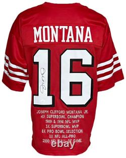 Joe Montana Autographed Custom San Francisco 49ers Stat Jersey Coa Jsa