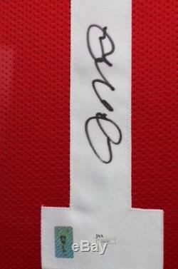 Joe Montana Autographed and Framed Red 49ers Jersey Auto JSA COA (D4-L)