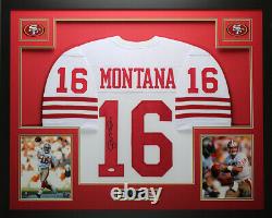 Joe Montana Autographed and Framed White 49ers Jersey JSA COA D10-L