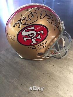 Joe Montana Dwight Clark Signed San Francisco 49ers Proline Helmet The Catch