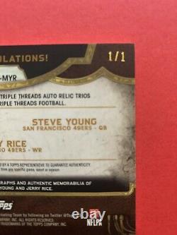 Joe Montana Jerry Rice Steve Young 49ers 2015 Topps Relic 1/1 Auto Autograph