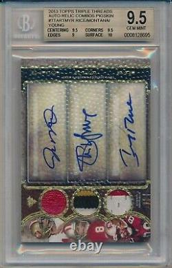 MONTANA Young RICE 2013 TOPPS Triple Threads JSY AUTO 1/1'Superfractor' BGS 9.5