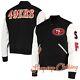 Men's San Francisco 49ERS Black/White Leather Sleeves Home Team Varsity Jacket