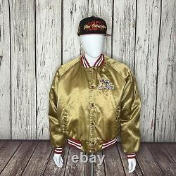 Men's Vintage 90's Chalk Line San Francisco 49ers Gold Satin Bomber Jacket Sz XL