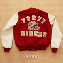 Mens San Francisco 49ers 80's Varsity Wool with White Leather Sleeves Jacket