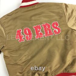 Mens San Francisco 49ers Varasity Jacket Vintage 80s NFL Gold Satin
