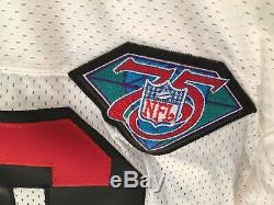 Merton Hanks Signed 49ers Throwback Jersey Wilson 75th Patch 1994 PSA White Away
