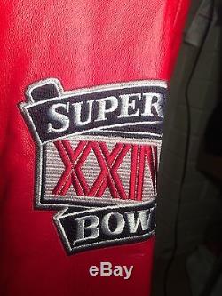 NEW San Francisco 49ERS Super Bowl Champions Leather Vtg Varsity Jacket Large
