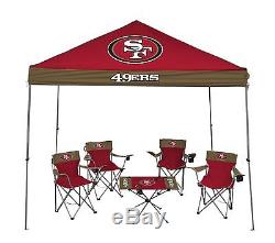 NFL Football San Francisco 49ers 9 X 9 Canopy Tent Tailgate Kit, 4 Chairs + Table