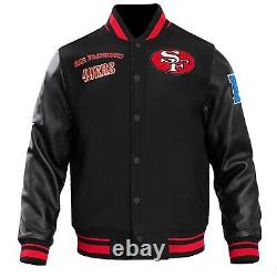 NFL Letterman San Francisco 49ers Red/White/Black Varsity Wool & Leather Jacket