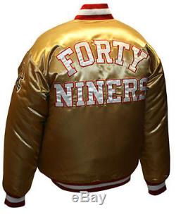NFL MEN'S SAN FRANCISCO 49ers FORTY NINERS GOLD SATIN MEMORABILIA JACKET NEW WOW