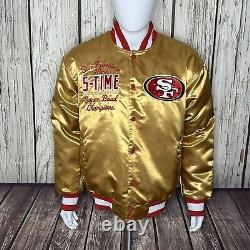 NFL Men's San Francisco 49ers Gold Satin Super Bowl Champs Jacket Size Medium