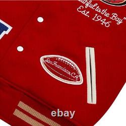 NFL Men's San Francisco 49ers Red Bomber Style Satin Lettermen Varsity Jacket