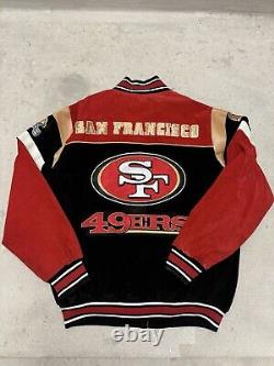 NFL San Francisco 49ers Leather Bomber Jacket Authentic Heavyweight Size L/G