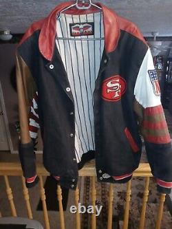 NFL San Francisco 49ers Leather Jacket Men's Jeff Hamilton XL flaws