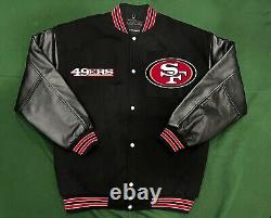 NFL San Francisco 49ers Men's Black Wool & Leather Full-Snap Jacket Varsity fan