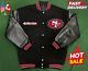 NFL San Francisco 49ers Men's Black Wool & Leather Full-Snap Jacket Varsity fan