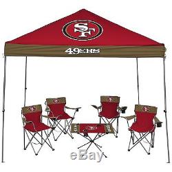 NFL San Francisco 49ers Party Tailgate Kit Canopy Tent Table 4 Chairs Carry Bag