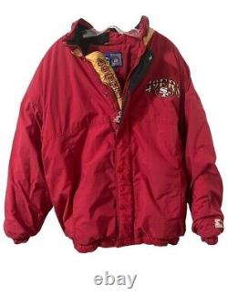 NFL San Francisco 49ers Red Starter Jacket Men's Size XL Puffer Full Zip & Snap