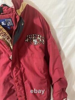 NFL San Francisco 49ers Red Starter Jacket Men's Size XL Puffer Full Zip & Snap