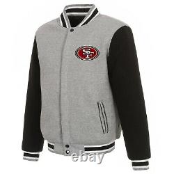 NFL San Francisco 49ers Reversible Full Snap Fleece Jacket Embroidered Logos JHD