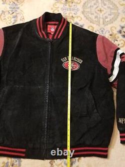 NFL San Francisco 49ers Suede 3XL Leather Bomber Varsity Jacket Spell Out Size