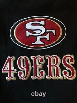 NFL San Francisco 49ers reversible fleece ful snap jacket faux leather sleeve XL