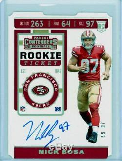 NICK BOSA 2019 Panini Contenders Rookie Ticket Rookie Card RC Auto Autograph /97