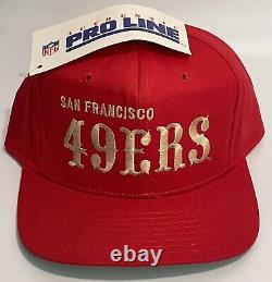 NWT NOS Rare Vintage San Francisco 49ERs Script Pro SnapBack Hat Block Letters
