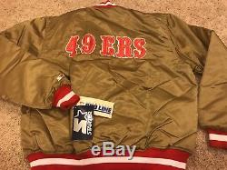 NWT VTG 80's Starter San Francisco 49'ers Gold Satin Jacket Men's XXL RARE