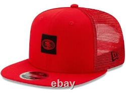 New Era Black Red San Francisco 49ers Shanahan square trucker snapback hat 100