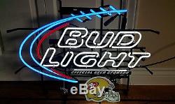 New! Large 28 × 22 BUD LIGHT Official Beer Sponsor SF 49ers Neon Light