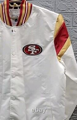 New Starter San Francisco 49ers Satin Full Snap Varsity Jacket White Sz 2XL